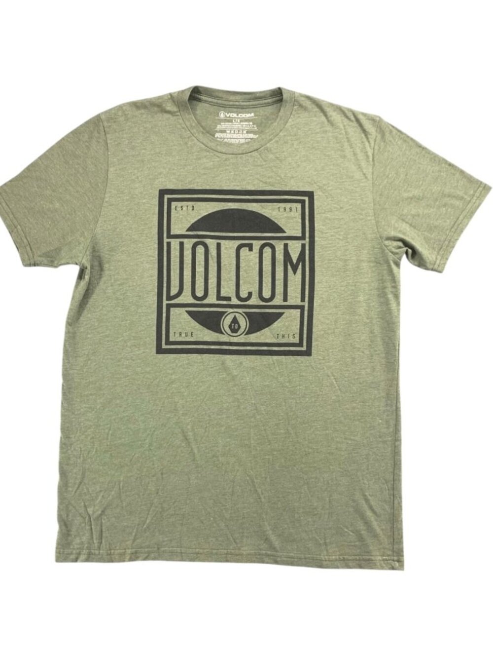 Volcom Military Jaunty T-Shirt Size XXL Heather Olive Green Graphic Printed Tee